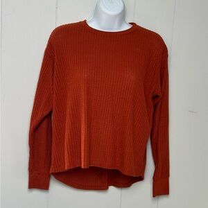 PST By Project Social Women's Rust Waffle Knit Long Sleeve Top Size S